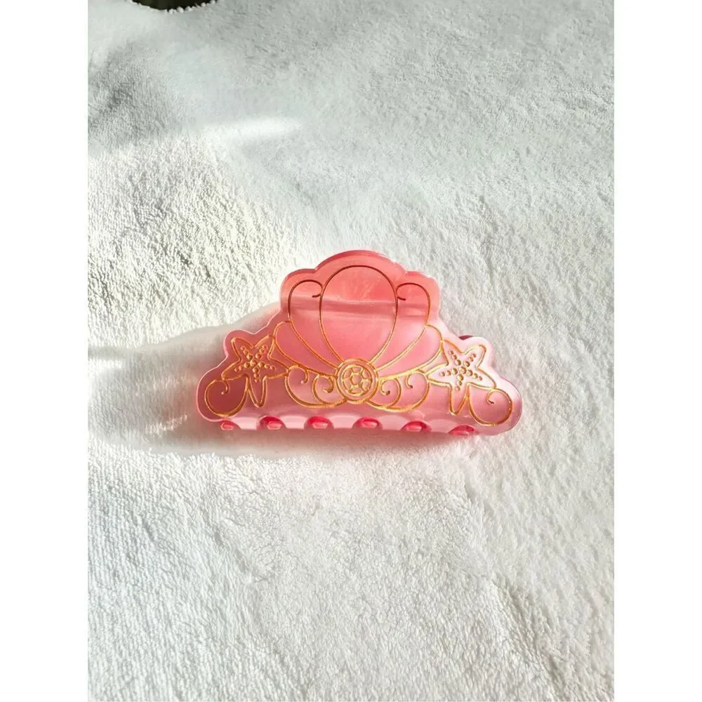 Disney The Little Mermaid Ariel Seashell Hair Claw Clip Pink Gold